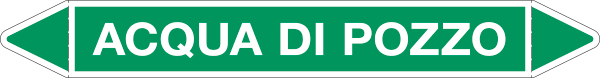 [99C810C] 99C810C - etichetta autoadesiva fondo verde con frecce e simboli ACQUA DI POZZO