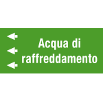 [99C820NCS] 99C820NCS - foglio da 5 etichette fondo verde "ACQUA DI RAFFREDDAMENTO" sinistra