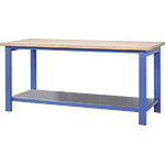 [ARBT33] ARBT33 - tavolo da lavoro piano in legno e piano inferiore in lamiera cm 200x88