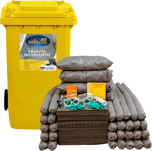 [ASUK240] ASUK240 - kit serie UNIVERSALE SAFE IN col.GRIGIO in bidone carrellato da 240 lt