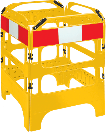 [BAR9738Y] BAR9738Y - barriera polietilene 4 pannelli mm 750x1000 h gialla bande riflettenti