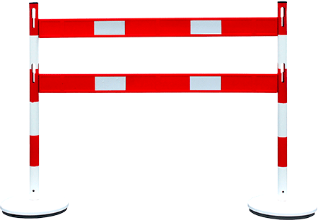 [BARV15BR] BARV15BR - barriera composta da 2 pali 2 barre e 2 basi color BIANCO/ROSSA,