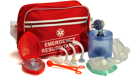 [BRA402] BRA402 - rianimatore manuale primo intervento in borsa rossa con tracolla