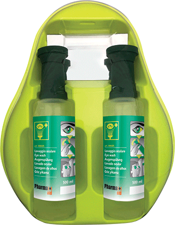 [BRO690] BRO690 - stazione lavaggio oculare a parete gialla fluo