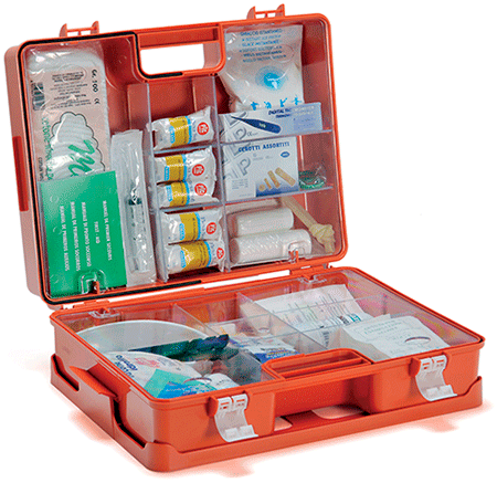 [BRV102] BRV102 - valigetta in ABS color arancio contenuto All.1 Maggiorato D.M. 388