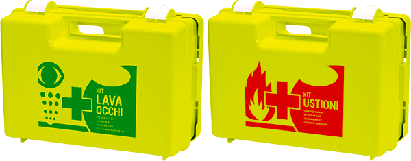 [BRV500DF] BRV500DF - valigetta ABS giallo FLUO KIT LAVAOCCHI (lato A) KIT USTIONI (lato B)