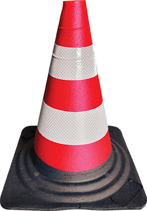 [COR30] COR30 - Cono stradale in gomma con 2 fasce rifrangenti classe 2 h. 30 cm.