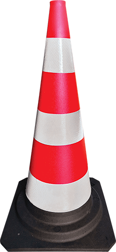 [COR78] COR78 - Cono stradale omologato in gomma con 3 fasce rifrangenti h. 78 cm.