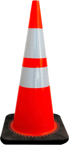 [CORV46] CORV46 - cono rosso h.mm 700 2 bande rifrangenti classe 2 base caucciu'