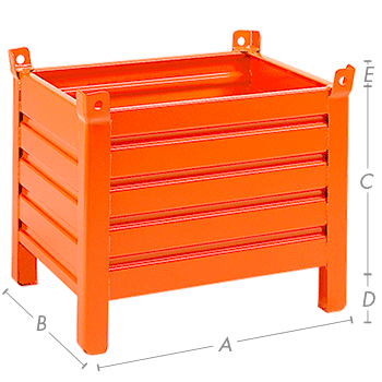 [CPLS10A] CPLS10A - Contenitore in lamiera con 4 piedi scatolati portata 600kg
