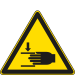 [E1116W] E1116W - cartello pericolo schiacciamento mani solo simbolo EN ISO 7010