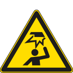 [E1144WS] E1144WS - Etichetta autoadesiva pericolo ostacolo in alto solo simbolo ENISO7010