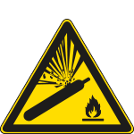 [E1148KS] E1148KS - Etichetta ad.pericolo bombola pressurizzata solo simbolo EN ISO 7010