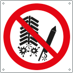 [E13480X] E13480X - cartello divieto uso fuochi d'artificio solo simbolo EN ISO 7010