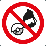 [E13491K] E13491K - cartello divieto usare il disco con attrezz..solo simbolo EN ISO 7010