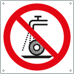 [E13494W] E13494W - cartello divieto uso disco con acqua o umido solo simbolo EN ISO 7010