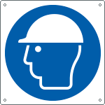 [E1352W] E1352W - Cartello obbligo uso casco di protezione solo simbolo EN ISO 7010