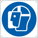 [E1358W] E1358W - Cartello obbligo indossare schermo protett solo simbolo EN ISO 7010