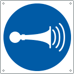 [E1362Y] E1362Y - Cartello obbligo segnalare l'avviamento solo simbolo EN ISO 7010