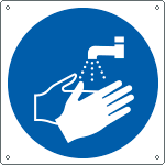 [E1364KS] E1364KS - Etichetta adesiva lavare le mani EN ISO 7010