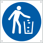 [E1377W] E1377W - Cartello obbligo versare i rifiuti nell'apposito conten.EN ISO 7010