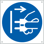 [E1391X] E1391X - Cartello obbligo staccare la spina dalla presa solo simbolo EN ISO7010