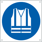 [E1398W] E1398W - Cartello obbligo indossare indumenti alta visib.simbolo EN ISO 7010