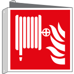 [E15115BIW] E15115BIW - cartello bifacciale Lancia antincndio EN ISO 7010