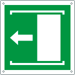 [E15176W] E15176W - Cartello emergenza porta scorrevole apertura sinistra EN ISO 7010 E033