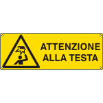 [E17134KS] E17134KS - Etichetta adesiva pericolo attenzione alla testa EN ISO 7010