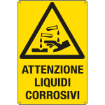 [E1721X] E1721X - Cartello pericolo attenzione liquidi corrosivi EN ISO 7010