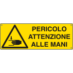[E1760KS] E1760KS - Etichetta adesiva pericolo attenzione alle mani EN ISO 7010