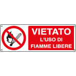 [E18026K] E18026K - Cartello divieto vietato l'uso di fiamme libere EN ISO 7010
