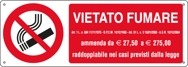[E18088KS] E18088KS - Etichetta vietato fumare L.311 30/12/04 più euro EN ISO 7010