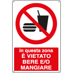[E1879X] E1879X - Cartello divieto vietato bere e mangiare EN ISO 7010