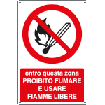 [E1892X] E1892X - Cartello vietato fumare usare fiamme EN ISO 7010