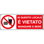 [E1896K] E1896K - Cartello divieto in questo locale vietato mangiare EN ISO 7010
