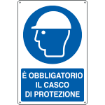 [E1902X] E1902X - Cartello obbligo e'obbligatorio indossare il casco...EN ISO 7010