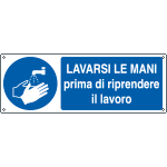 [E1914KS] E1914KS - Etichetta adesiva lavare le mani prima di lavorare EN ISO 7010