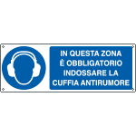 [E1929KS] E1929KS - Etichetta obbligo in qesta zona indossare cuffia EN ISO 7010