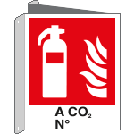 [E20126BIX] E20126BIX - Cartello bifacciale estintore A CO2 N. EN ISO 7010