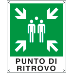 [E20173Y] E20173Y - Cartello emergenza punto di raccoilta simbolo+testo EN ISO 7010