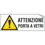 [E2194S] E2194S - etichetta  Attenzione porta a vetri