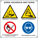 [E28201W] E28201W - Cartello Zona di ricarica batterie EN ISO 7010