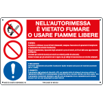 [E29692] E29692 - Cartello multisimbolo VIETATO FUMARE O USARE FIAMME LIBERE