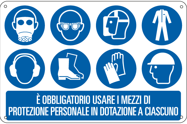 [E3123] E3123 - Cartello obbligo usare i mezzi di protezione personale EN ISO 7010