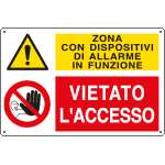 [E3550] E3550 - Cartello multisimbolo ZONA CON DISPOSITIVI DI ALLARME IN FUNZIONE ..