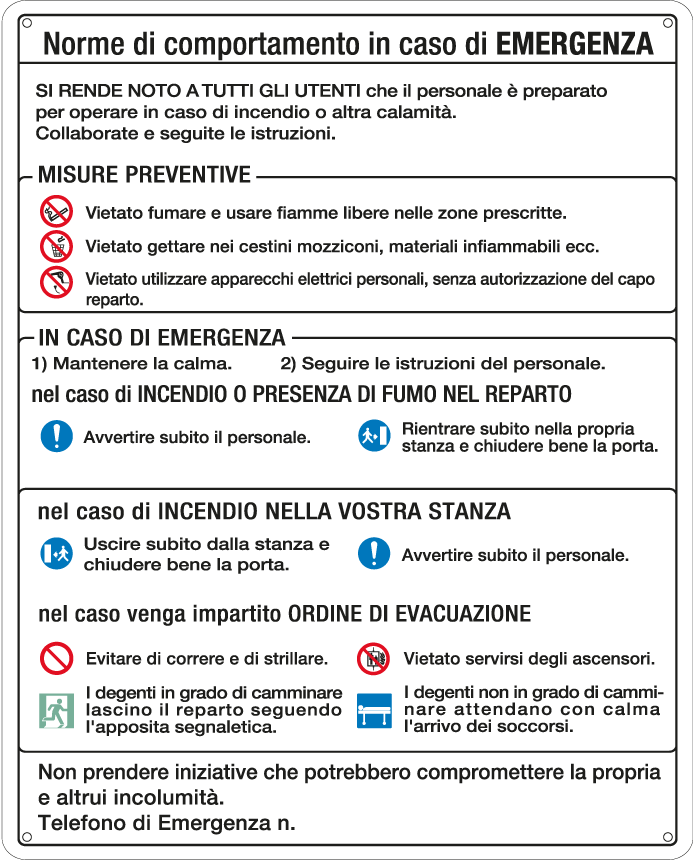 [E3807] E3807 - Cartello Norme di Comportamento in caso di Emergenza EN ISO 7010