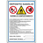 [E3810] E3810 - Cartello multisimbolo norme comportamento "deposito gasolio"