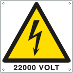 [E400723W] E400723W - Cartello pericolo 22000 Volt EN ISO 7010